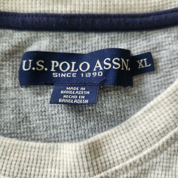 US Polo Assn. Waffle Knit Thermal Shirt Long Sleeve Sleep Shirt Ivory Mens XL - Picture 6 of 10